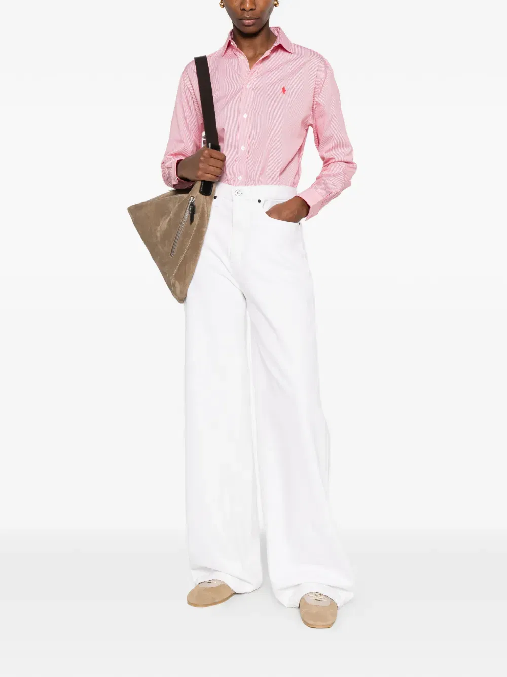 striped logo-embroidered shirt