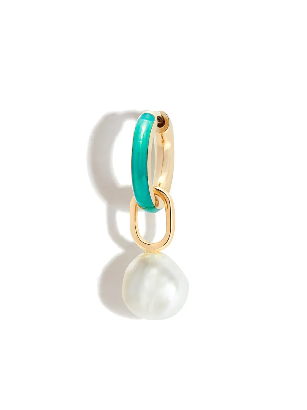 pearl drop huggie earing