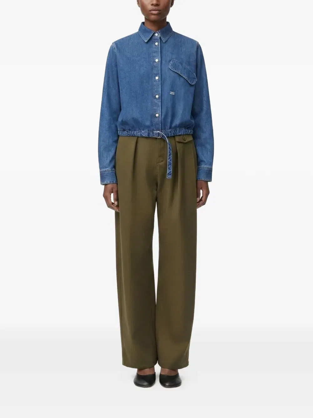 flap-pocket denim shirt