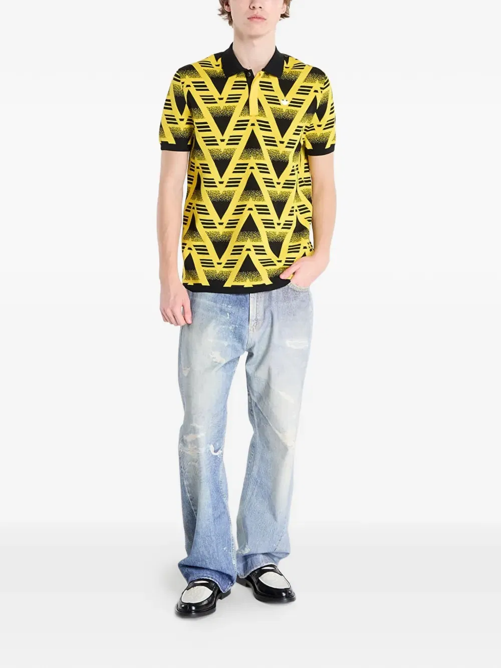 patterned polo shirt