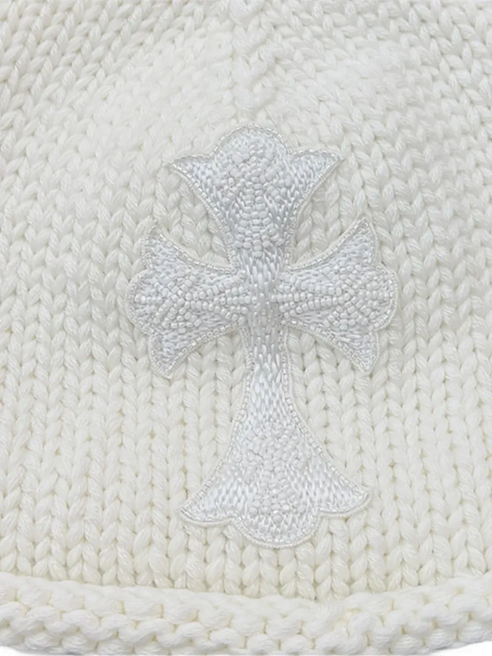 beaded cross beanie hat