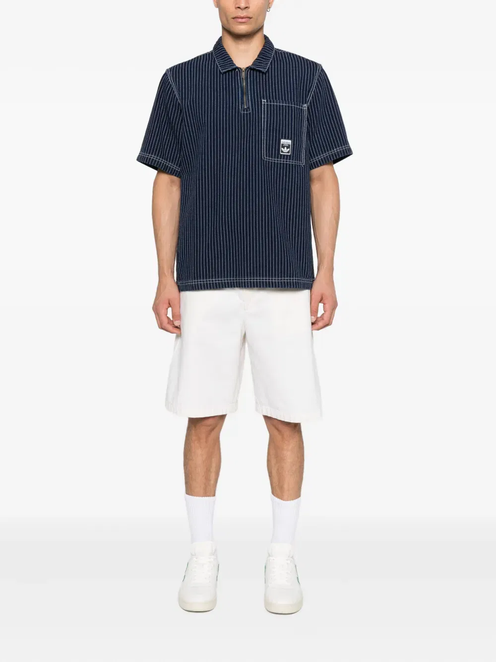 Wabash pinstripe half-zip polo shirt