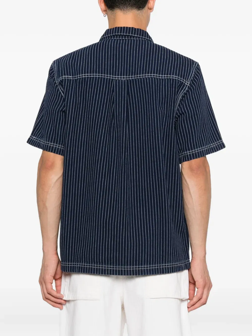 Wabash pinstripe half-zip polo shirt
