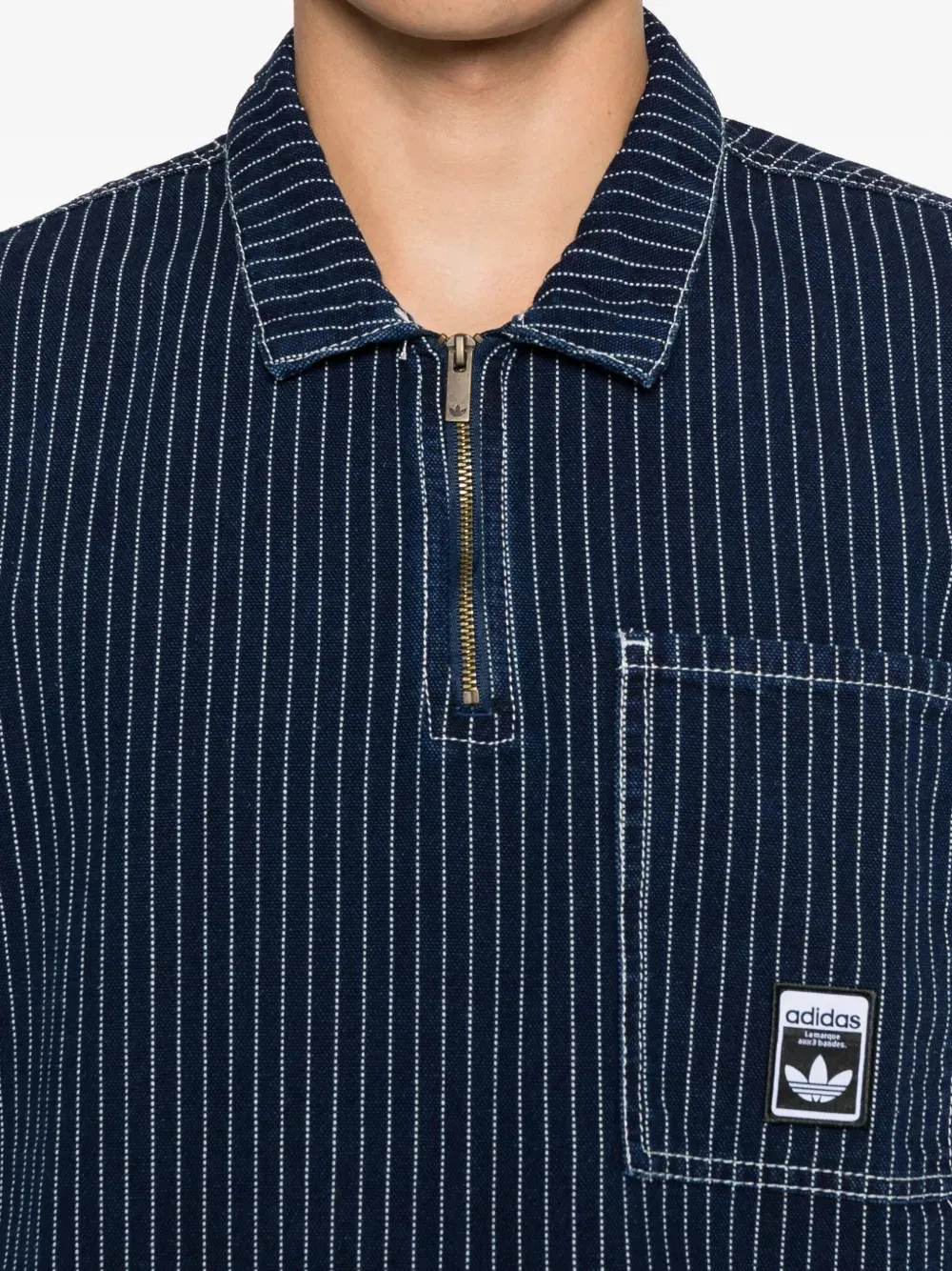 Wabash pinstripe half-zip polo shirt
