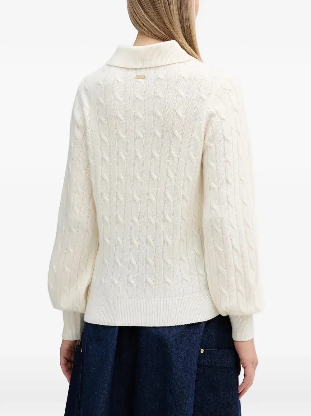 Evie cable-knit button polo top