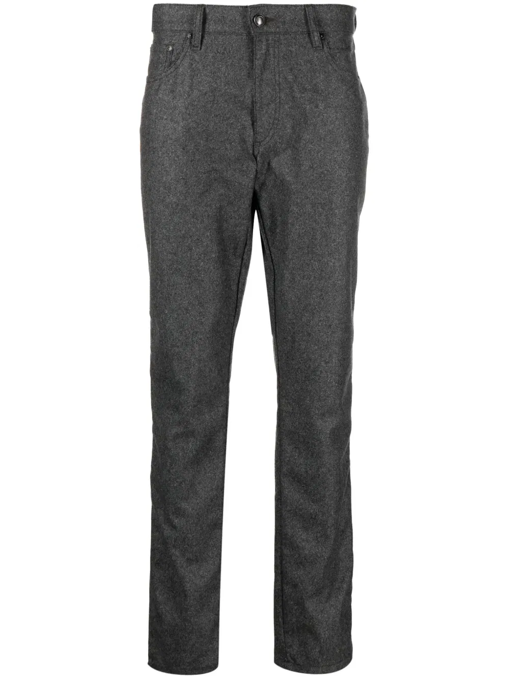Flannel logo-patch straight-leg trousers