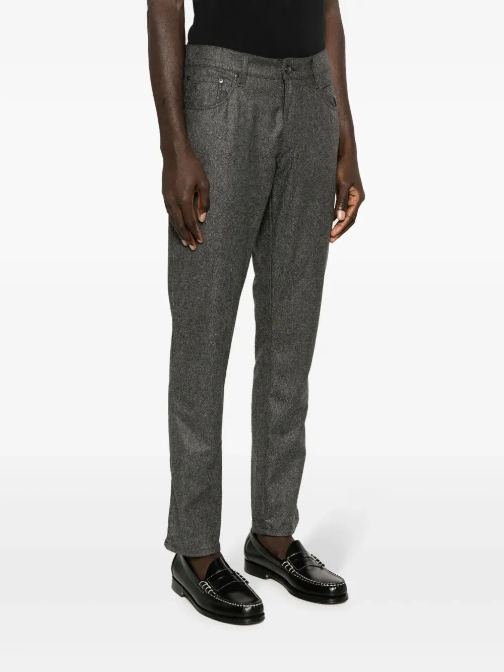 Flannel logo-patch straight-leg trousers
