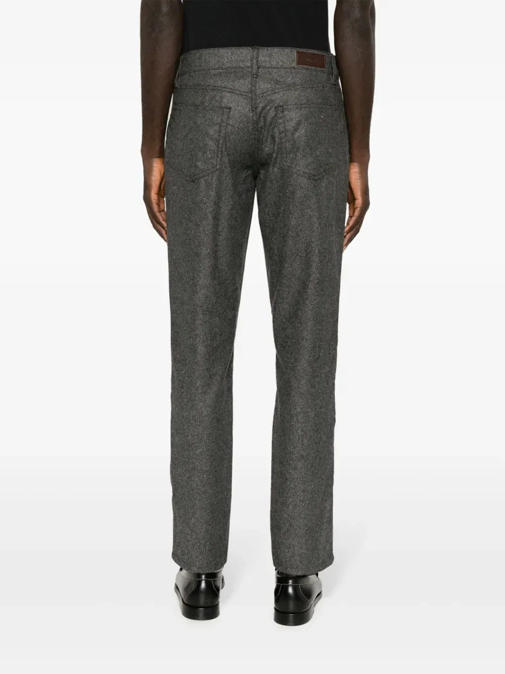 Flannel logo-patch straight-leg trousers