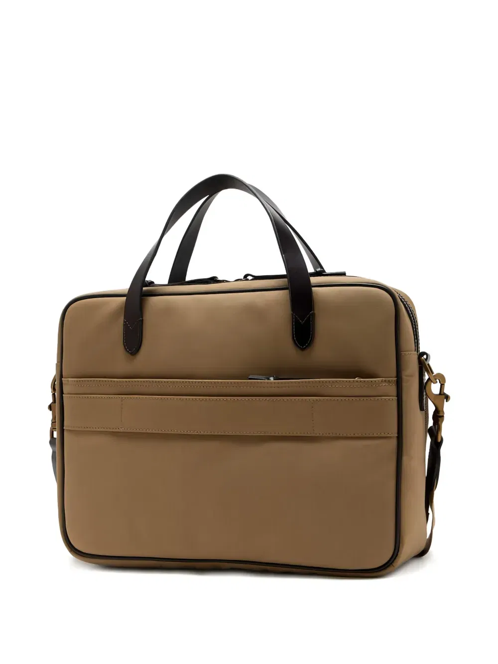 leather-trimmed laptop bag