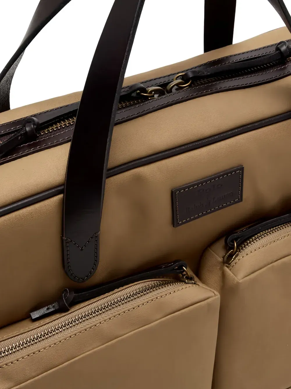 leather-trimmed laptop bag
