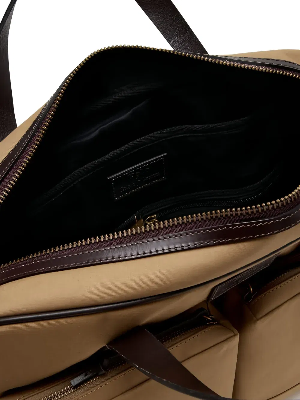 leather-trimmed laptop bag