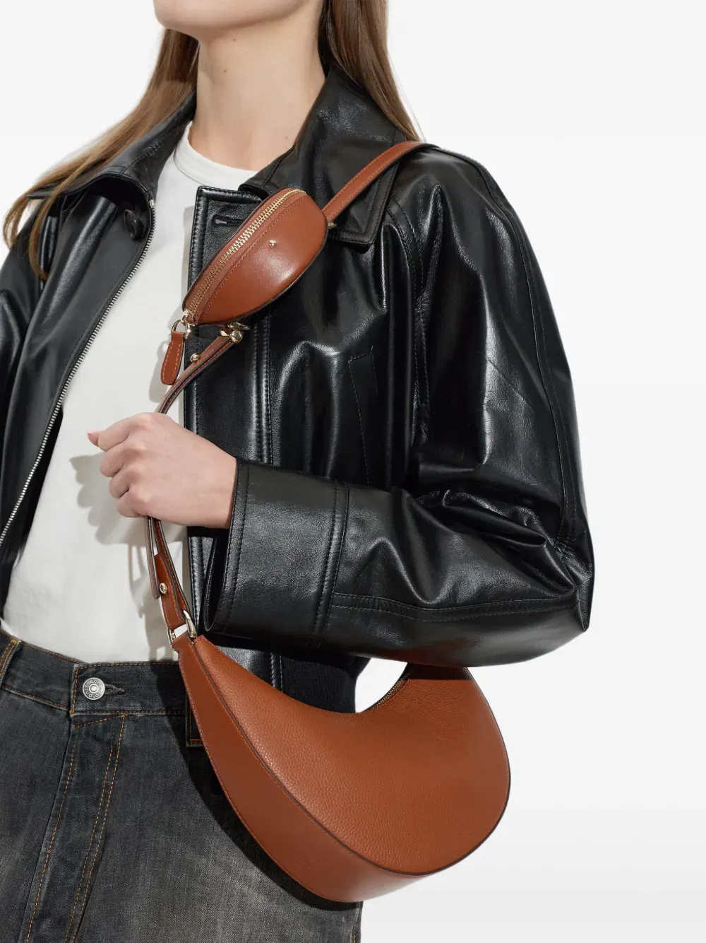 zip leather cross body bag