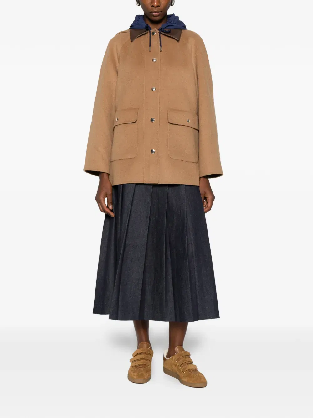 removable hood single breasted coat