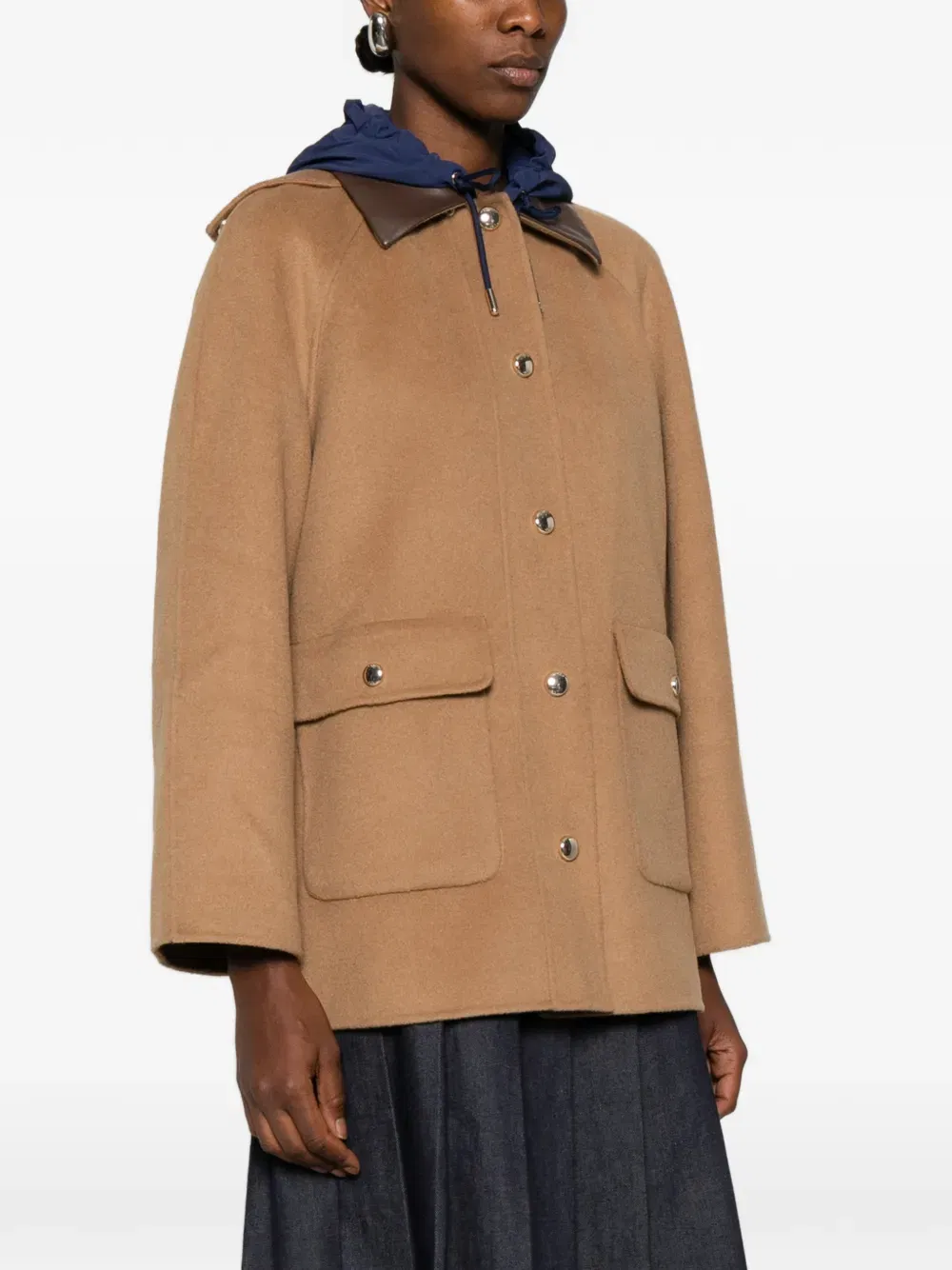 removable hood single breasted coat
