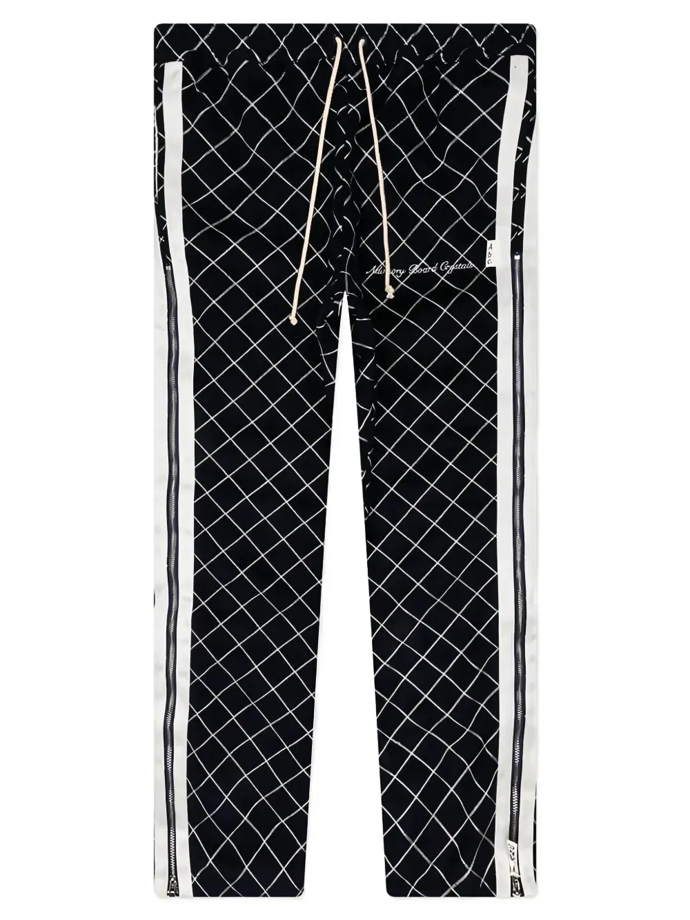 diamond-quilted zip-detail trousers