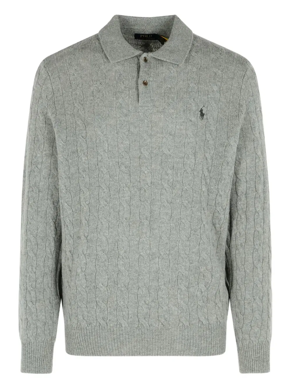 cable-knit polo-neck sweater