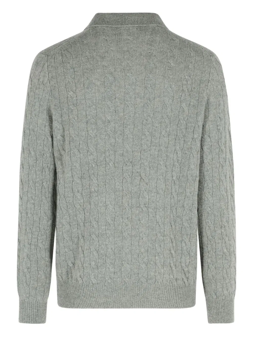 cable-knit polo-neck sweater