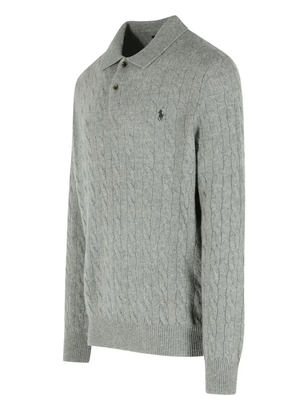 cable-knit polo-neck sweater