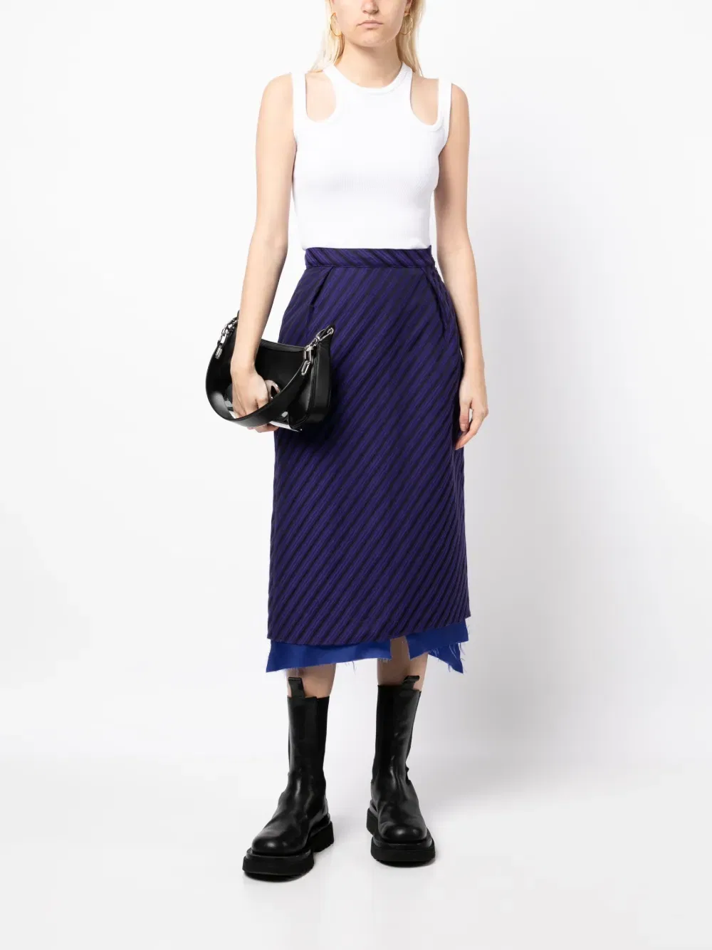 raw-hem striped skirt