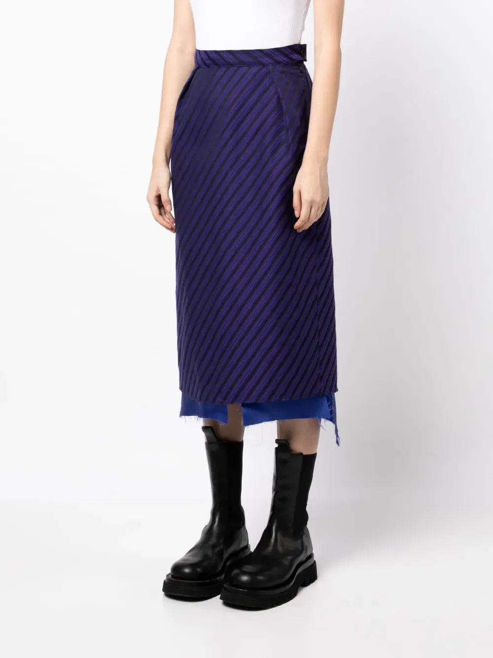 raw-hem striped skirt