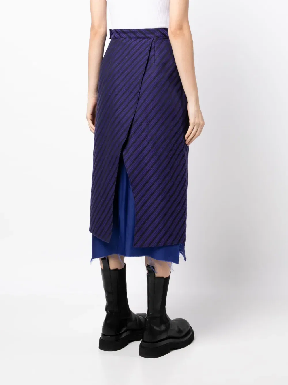 raw-hem striped skirt
