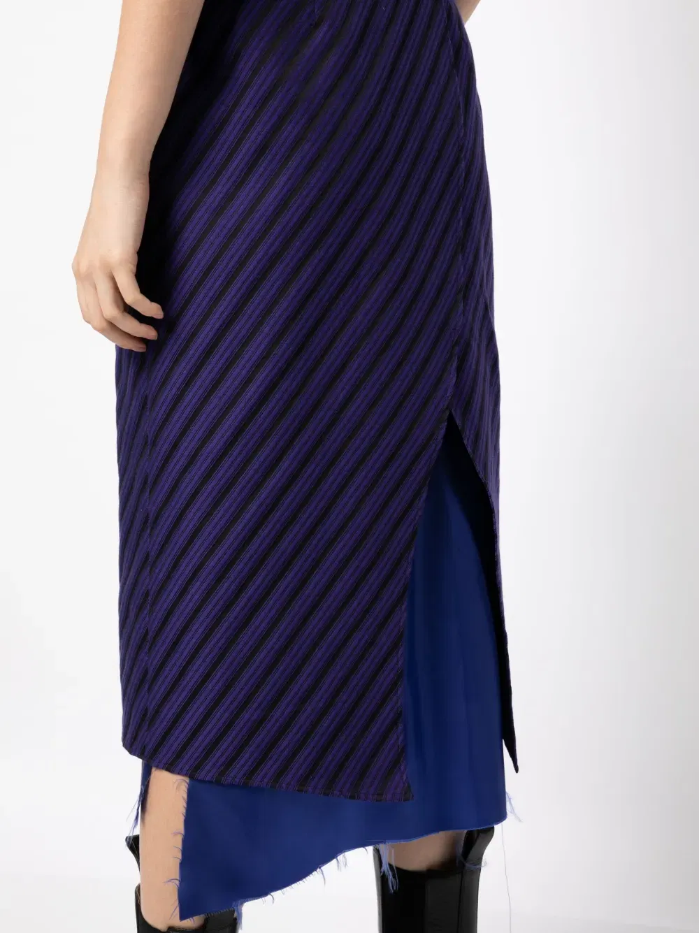 raw-hem striped skirt