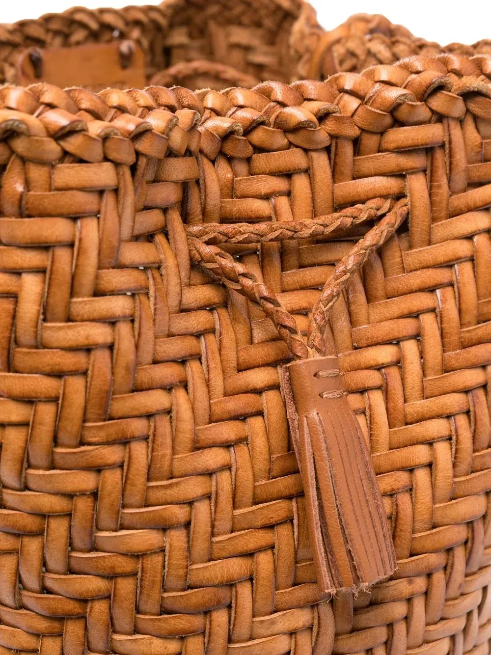 Pompom Double Jump woven bucket bag