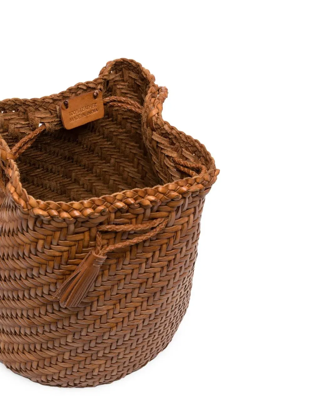 Pompom Double Jump woven bucket bag