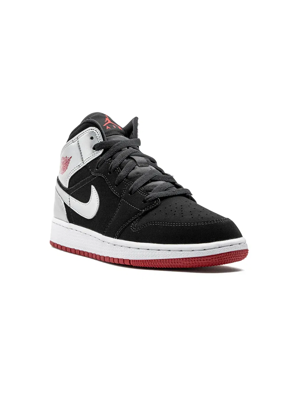 Air Jordan 1 Mid "Black/Gym Red/Metallic Silver" sneakers