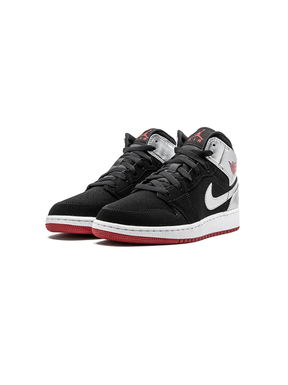 Air Jordan 1 Mid "Black/Gym Red/Metallic Silver" sneakers