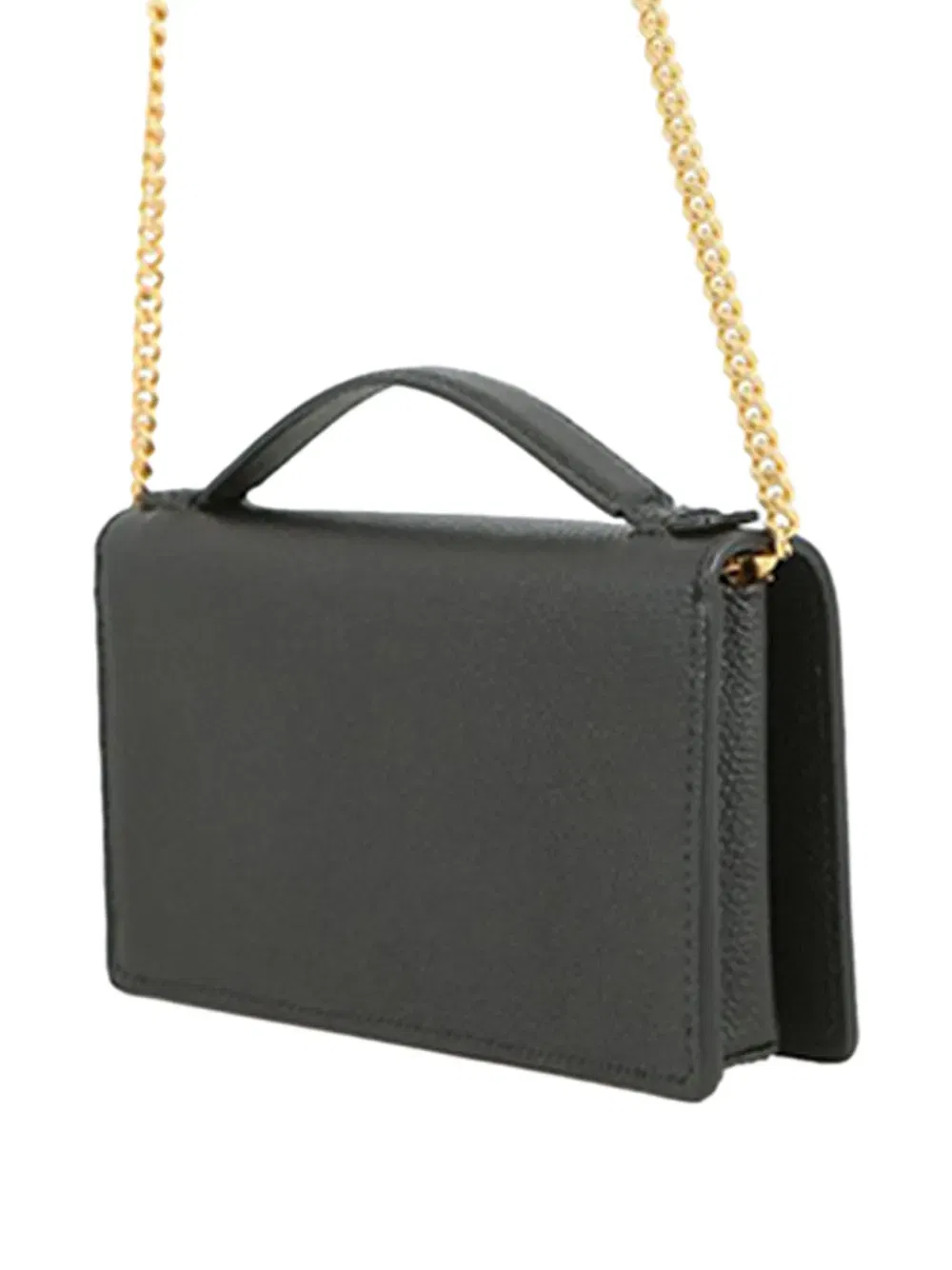 2021-2026 Grainy Calfskin VLogo Signature Wallet with Chain satchel