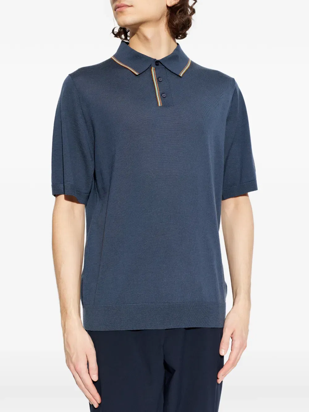 striped-detail polo shirt
