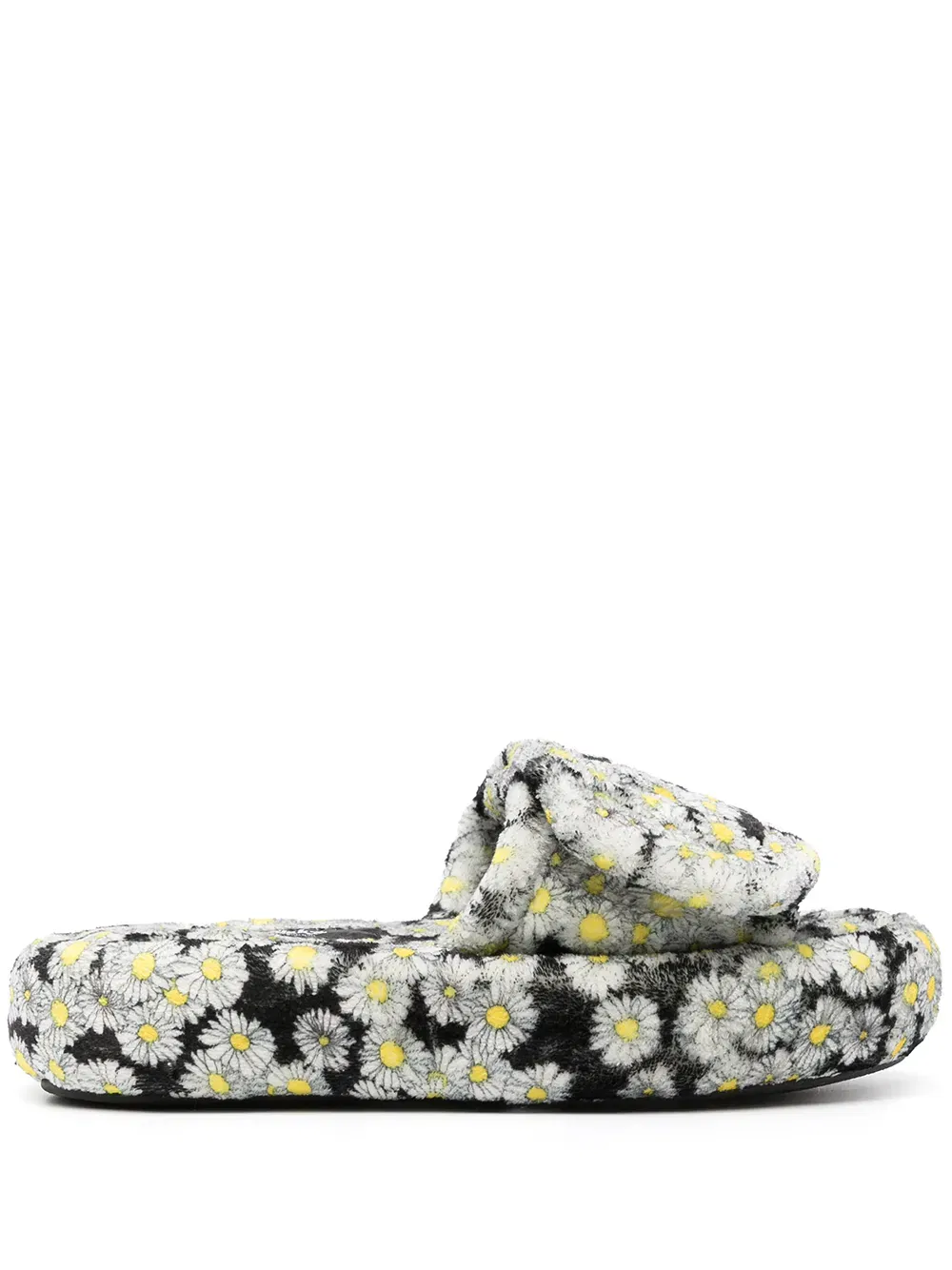 floral-print platform slides