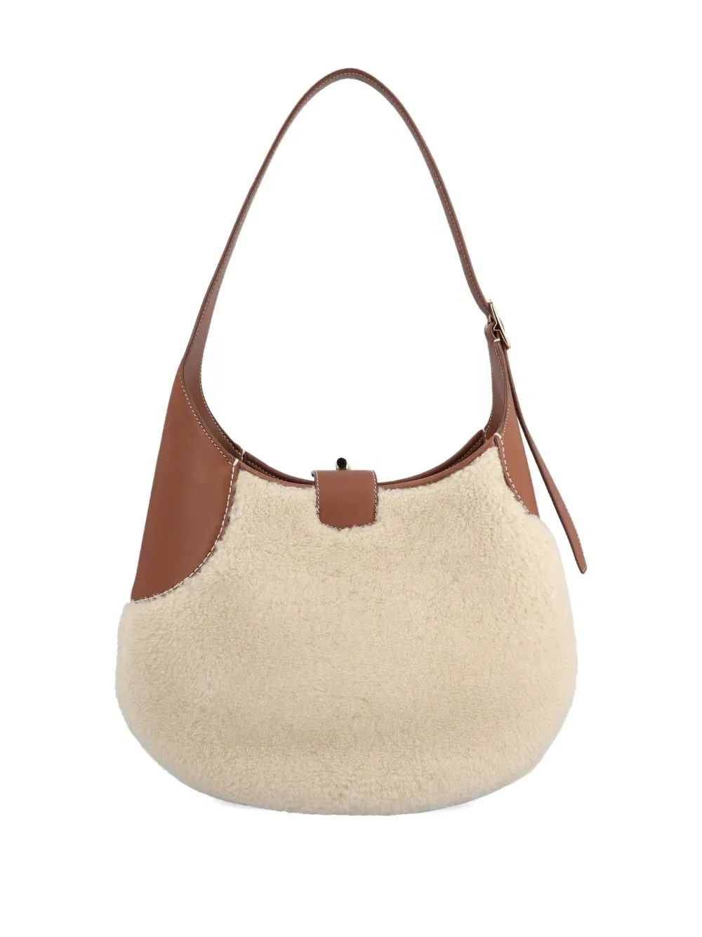 medium Bobbin shearling leather-trim shoulder bag