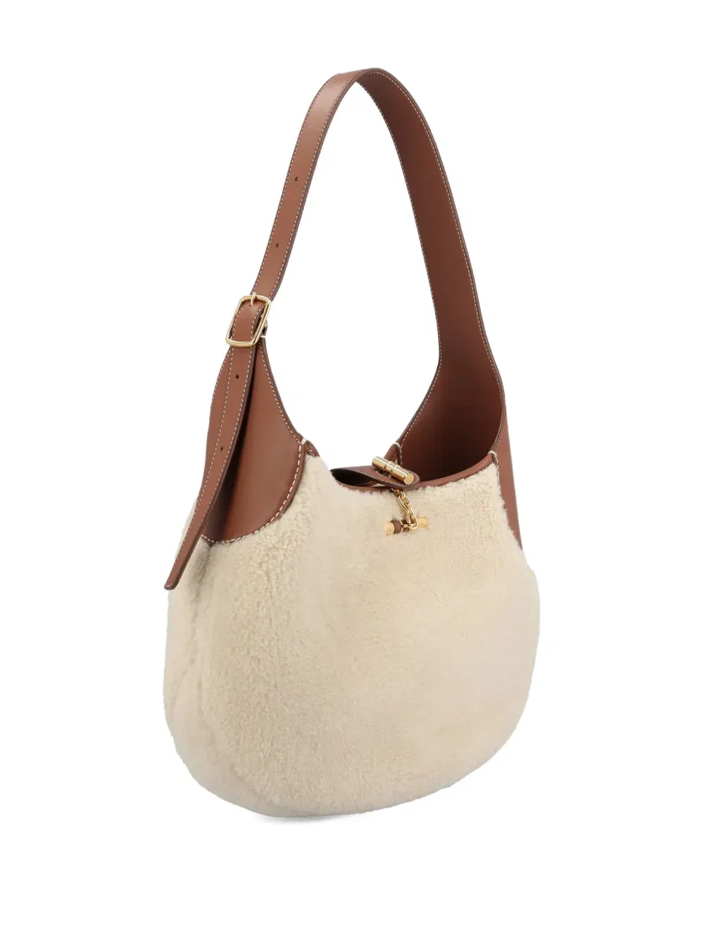 medium Bobbin shearling leather-trim shoulder bag