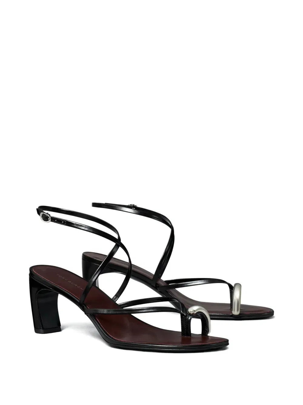Pierced strappy open-toe heels