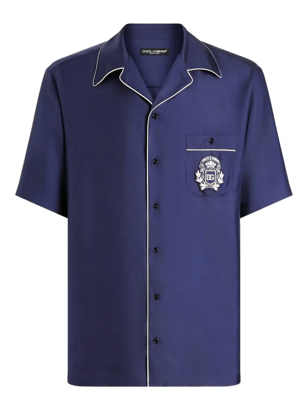 Hawaii piping-embroidered shirt