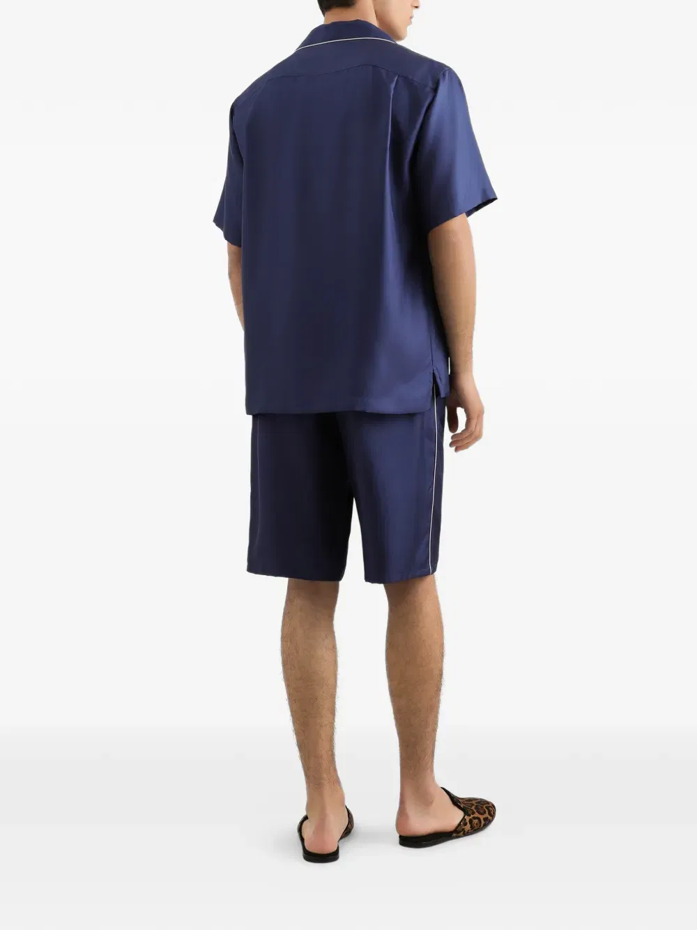 Hawaii piping-embroidered shirt