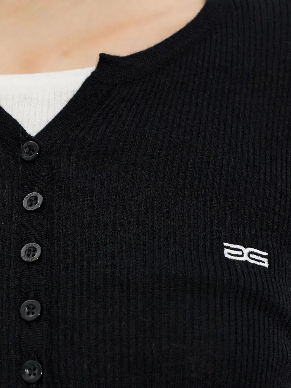 buttoned ribbed top