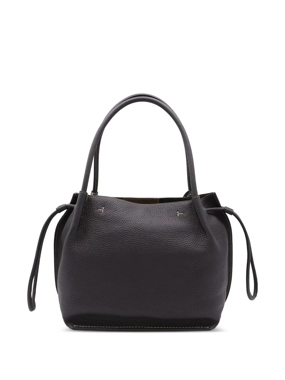 drawstring leather tote bag