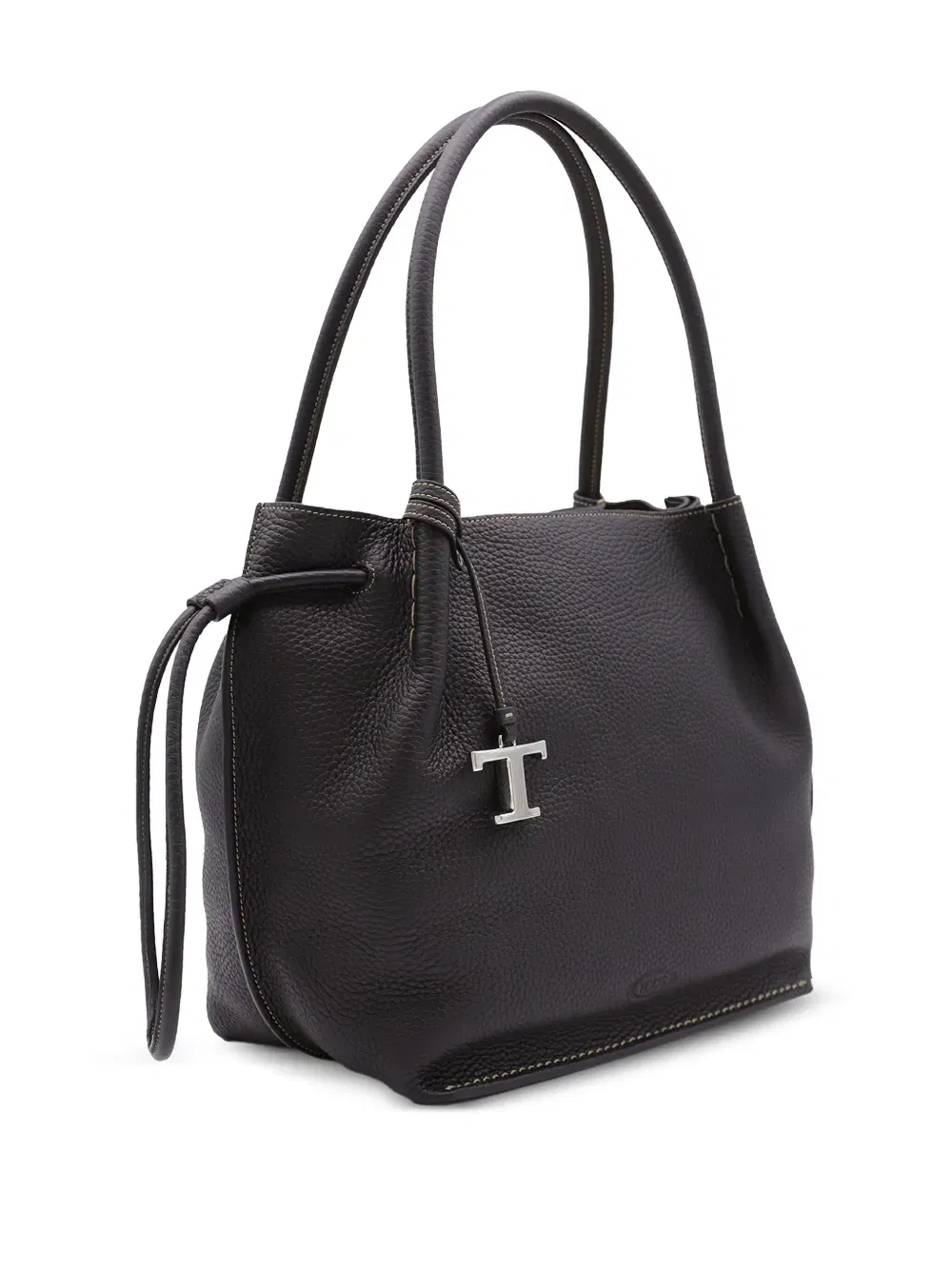 drawstring leather tote bag