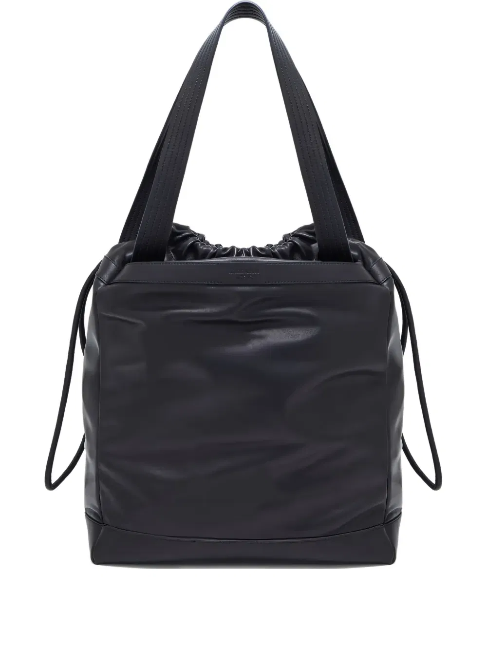 drawstring leather tote bag