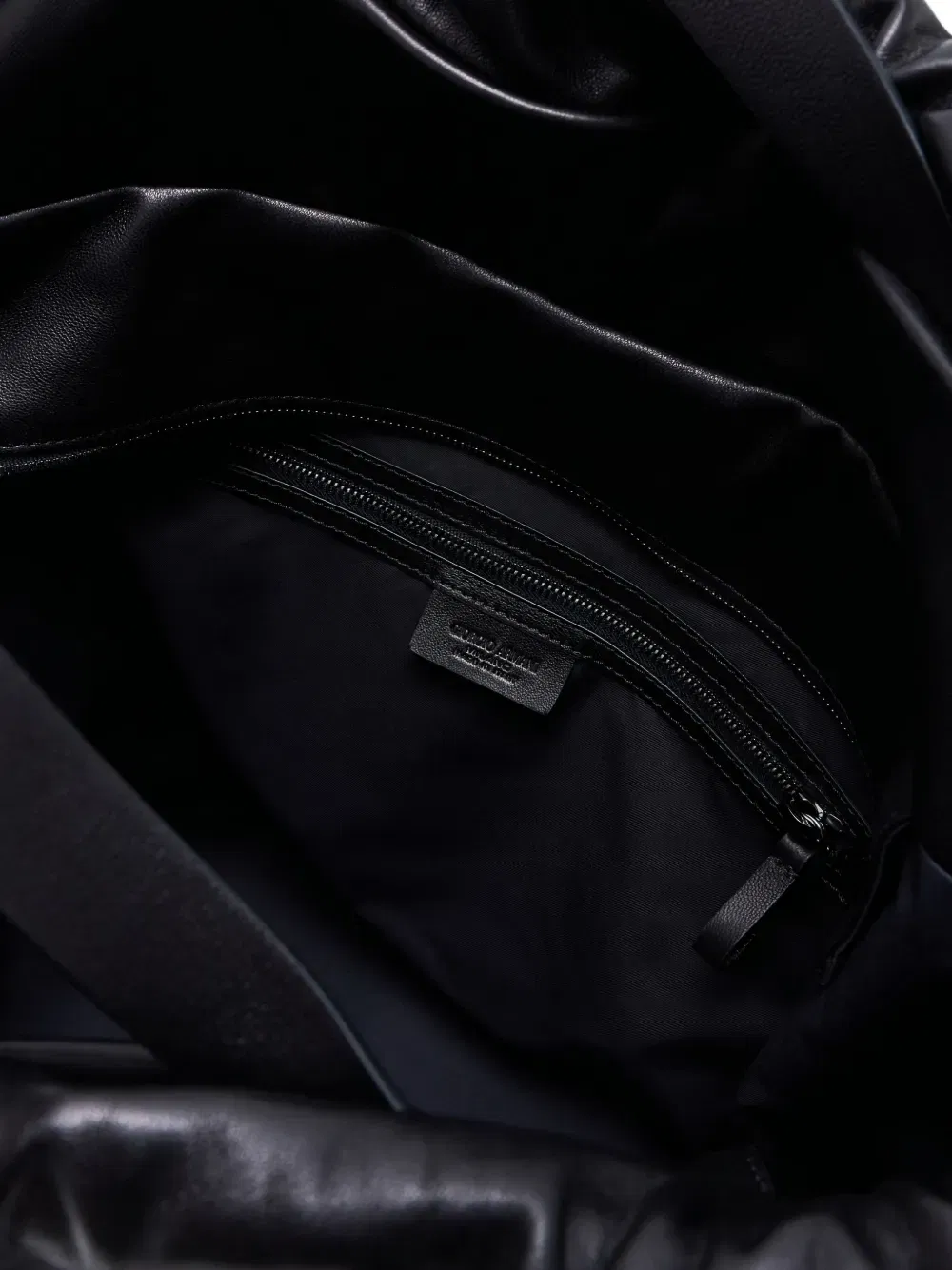 drawstring leather tote bag