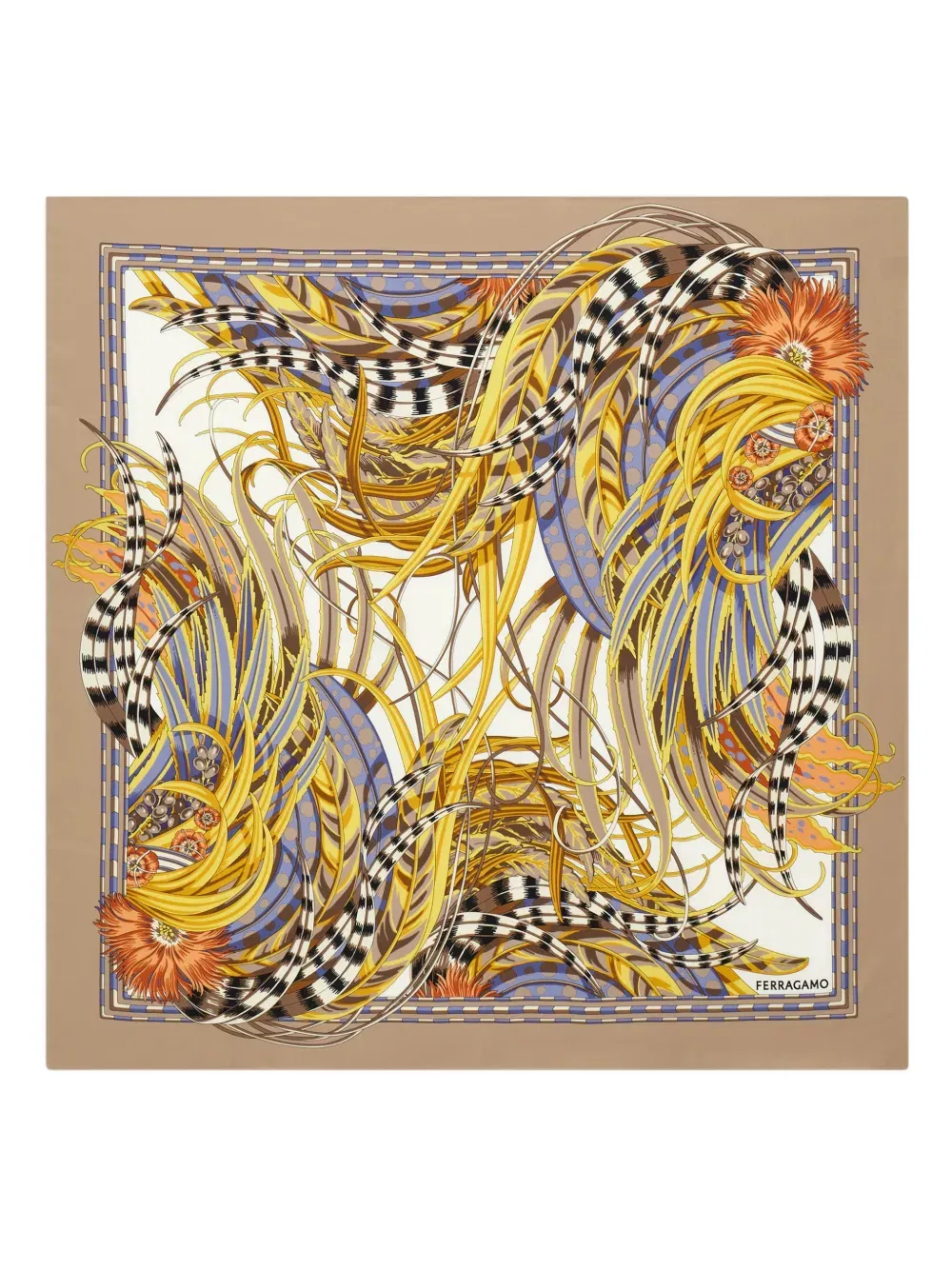 rooster print silk scarf