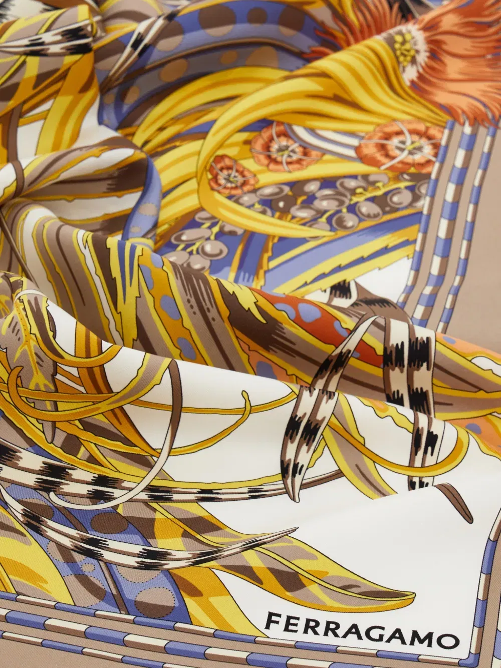 rooster print silk scarf