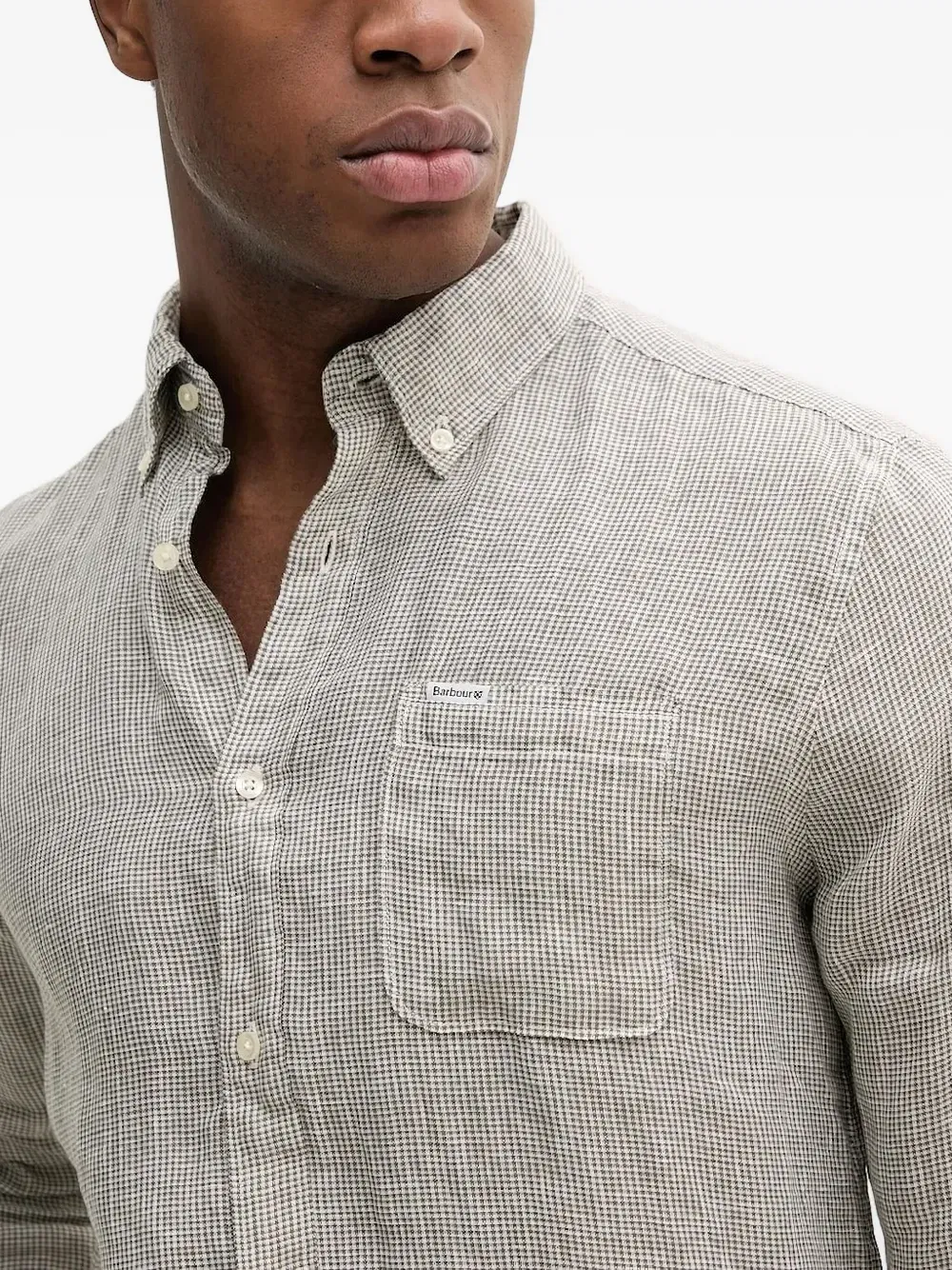 check-lined linen shirt