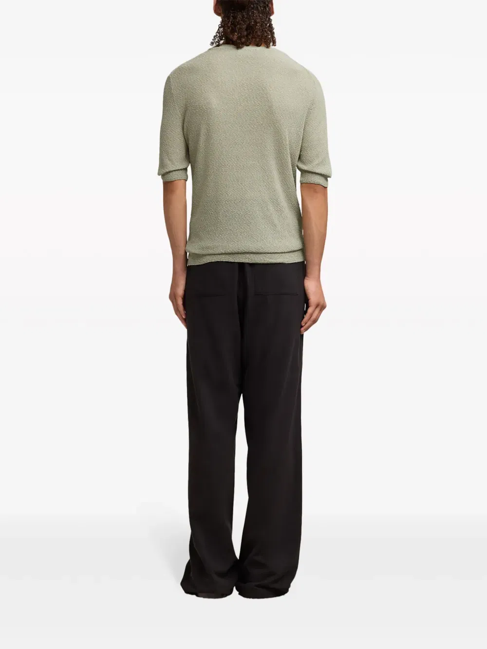 textured round-neck knitted top