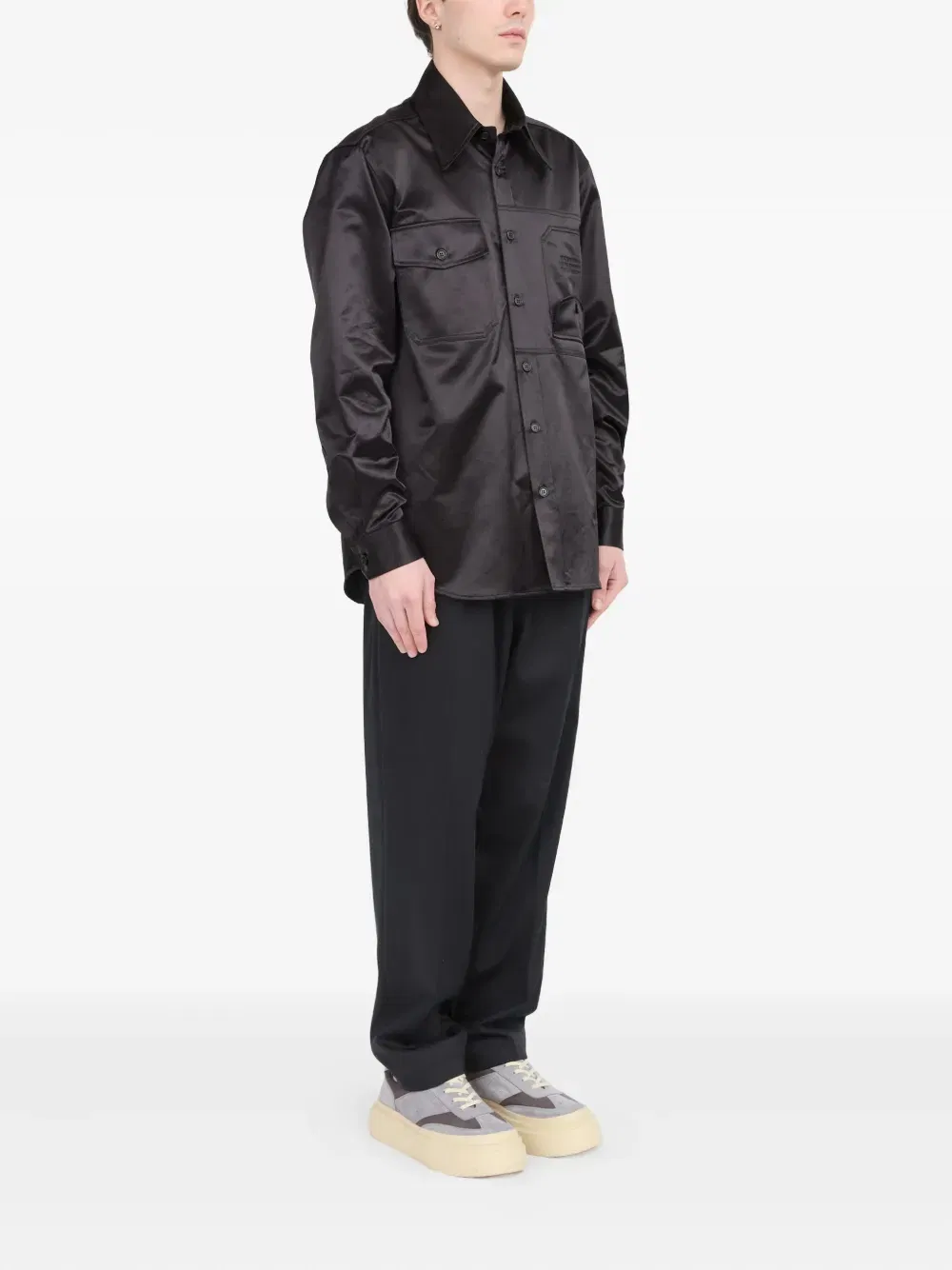 satin button-up shirt