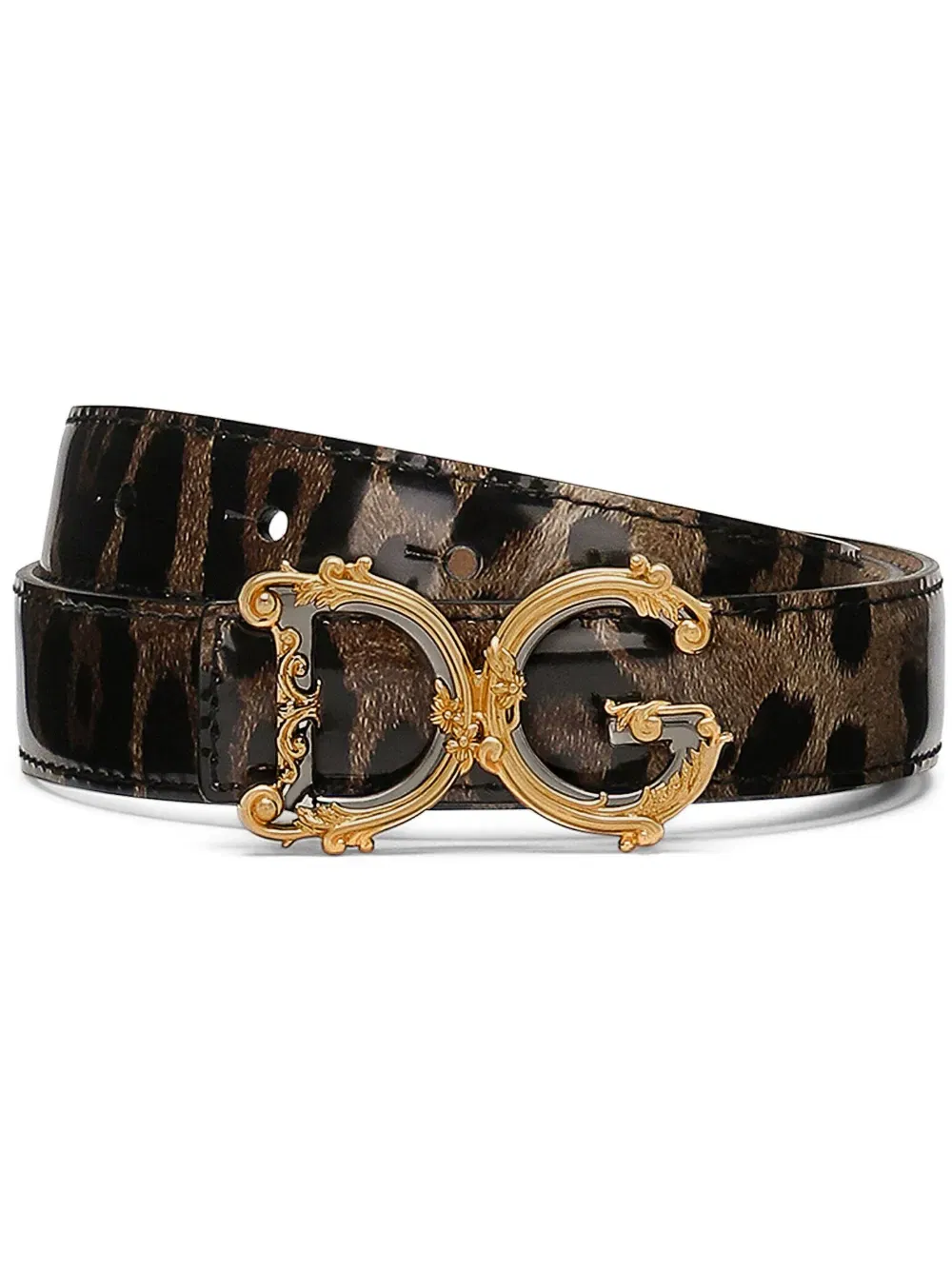 DG-buckle leopard-print belt