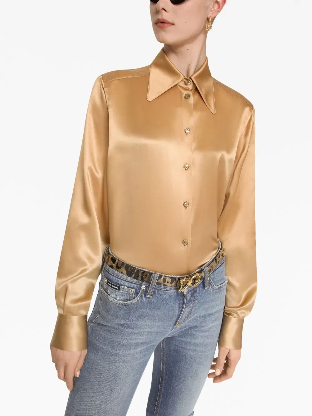 DG-buckle leopard-print belt